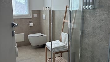 Regadera, secadora de cabello, bidet, toallas