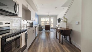 Fridge, dining tables - Landing | Beautiful 1BD, Clubhouse (Austin)