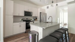 Fridge, dining tables - Landing | Amazing 2BD, Clubhouse (Austin)