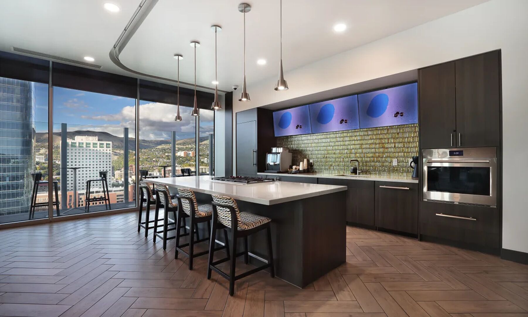 Fridge, dining tables