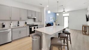 Fridge, dining tables - Landing | Chic 1BD, Gym (Denton)