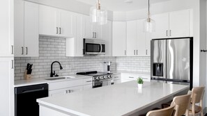 Fridge, dining tables - Landing | Chic 2BD, Gym, Courtyard (Nashville)