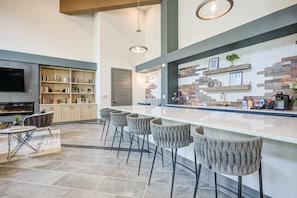 Fridge, dining tables - Landing | Stylish 1BD, Gym, Yoga Studio (Charlotte)