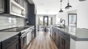 Fridge, dining tables - Landing | Modern 1BD, Game Room, Clubhouse (Leander)