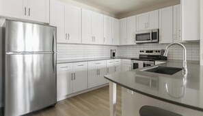 Fridge, dining tables