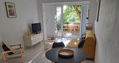 Large T2 near the sea with terrace and view of Hyères and the hills.