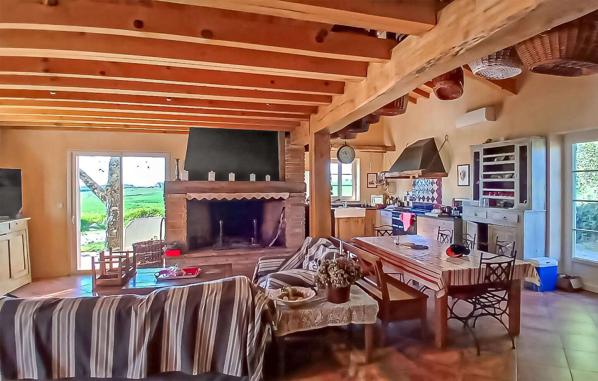 TV, fireplace
