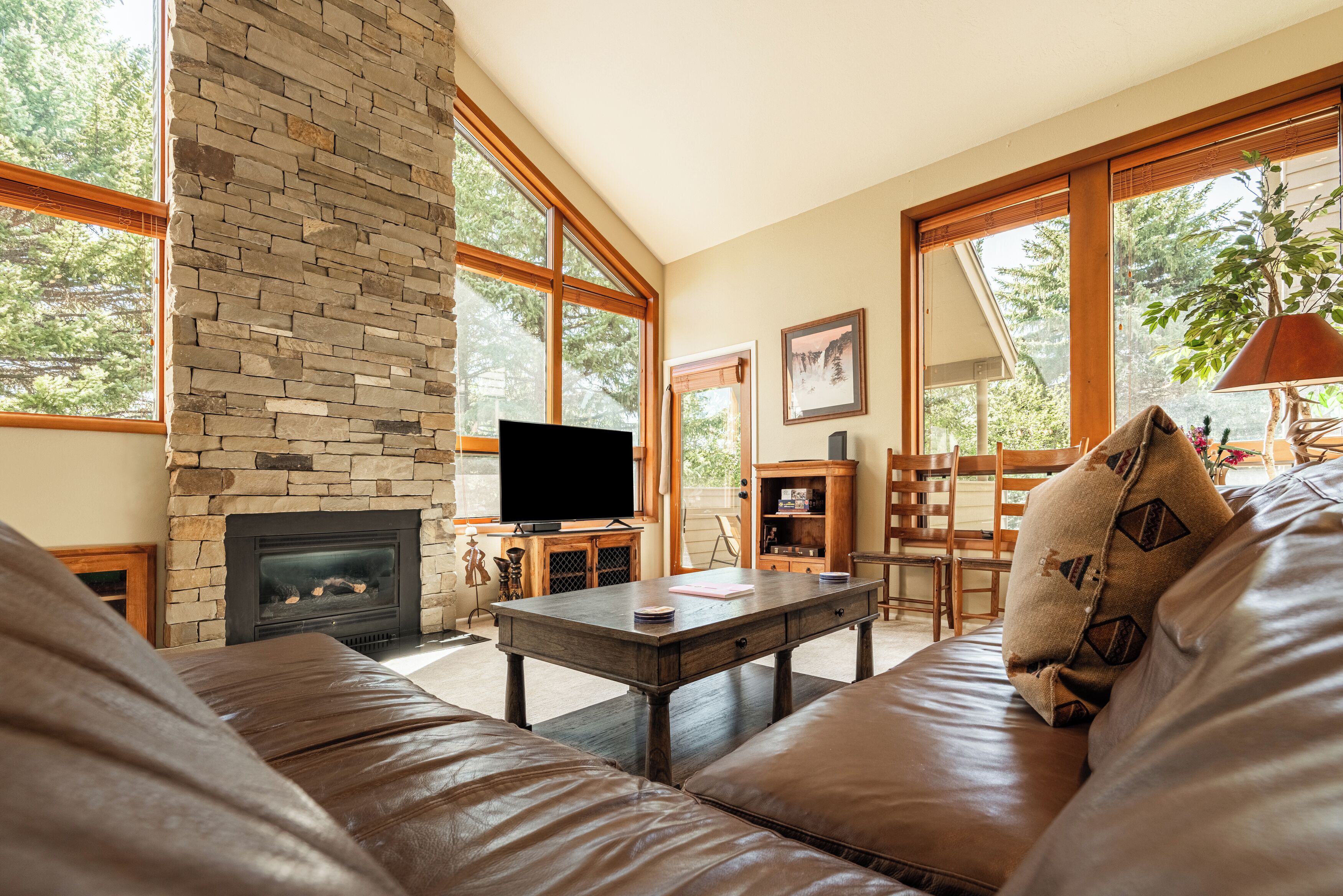 Smart TV y chimenea 