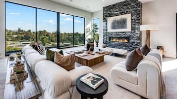 TV, fireplace, offices