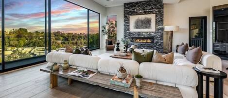 TV, fireplace, offices