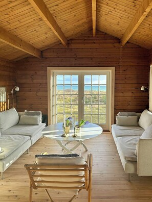 TV, fireplace - Log house in the first row at the Sejerø Bay (Sjællands Odde)