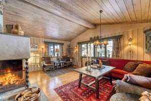 TV, fireplace - Modernised cabin by the ski lift in Hovden (Bykle)