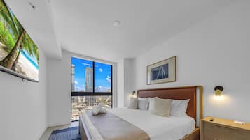 Condo, Balcony, City View | Premium bedding, blackout drapes, free WiFi, bed sheets