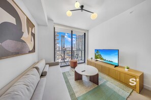 Condo, Balcony, City View | Living area - Sky-High 25th Floor 1-BR in Miami (Miami)