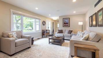 Smart TV, video games, foosball, books