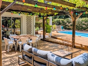 Outdoor dining - Quiet villa, private pool - 6 guests (Biscarrosse)