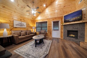 TV, fireplace, video games - Enchanted Pines | Hot Tub · Game Room · Fireplace | Cozy Log Cabin (Pigeon Forge)