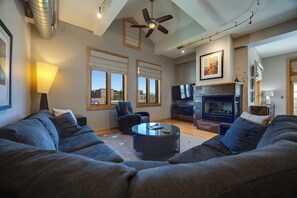 TV, fireplace - ALP2E | Downtown | A/C | Pet Friendly | Great Views | Ski Locker at Base (Steamboat Springs)