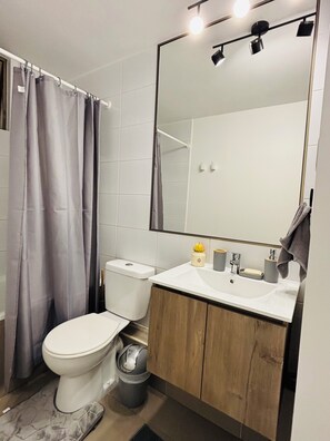 Haartrockner, Handtücher, Seife, Toilettenpapier