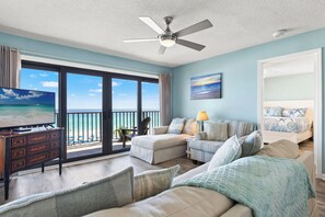 Smart TV - 506 – Stunning Beachfront 3BR Condo with Balcony, Pool & Panoramic Gulf Views (Panama City Beach)