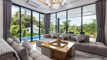 Design-villa - 3 soveværelser - privat pool - bakkeudsigt | Interiør
