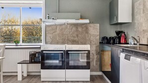 A compact kitchen with two ovens, a coffee maker, and a dishwasher. - 20 Person Holiday Home in Norre Nebel (Norre Nebel)