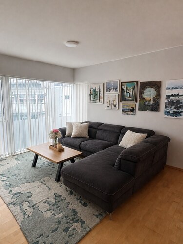 Private Scandinavian Apartment with Hafnarfjall View