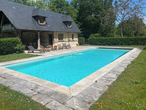 A heated pool - La Bécassière | Family Normandy house with pool & nature (Genneville)