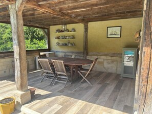 Outdoor dining - La Bécassière | Family Normandy house with pool & nature (Genneville)