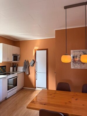 Fridge, microwave, oven, stovetop - Guesthouse Leon (Thorshavn)