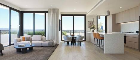 Deluxe Apartment, Balcony, Ocean View | Living area