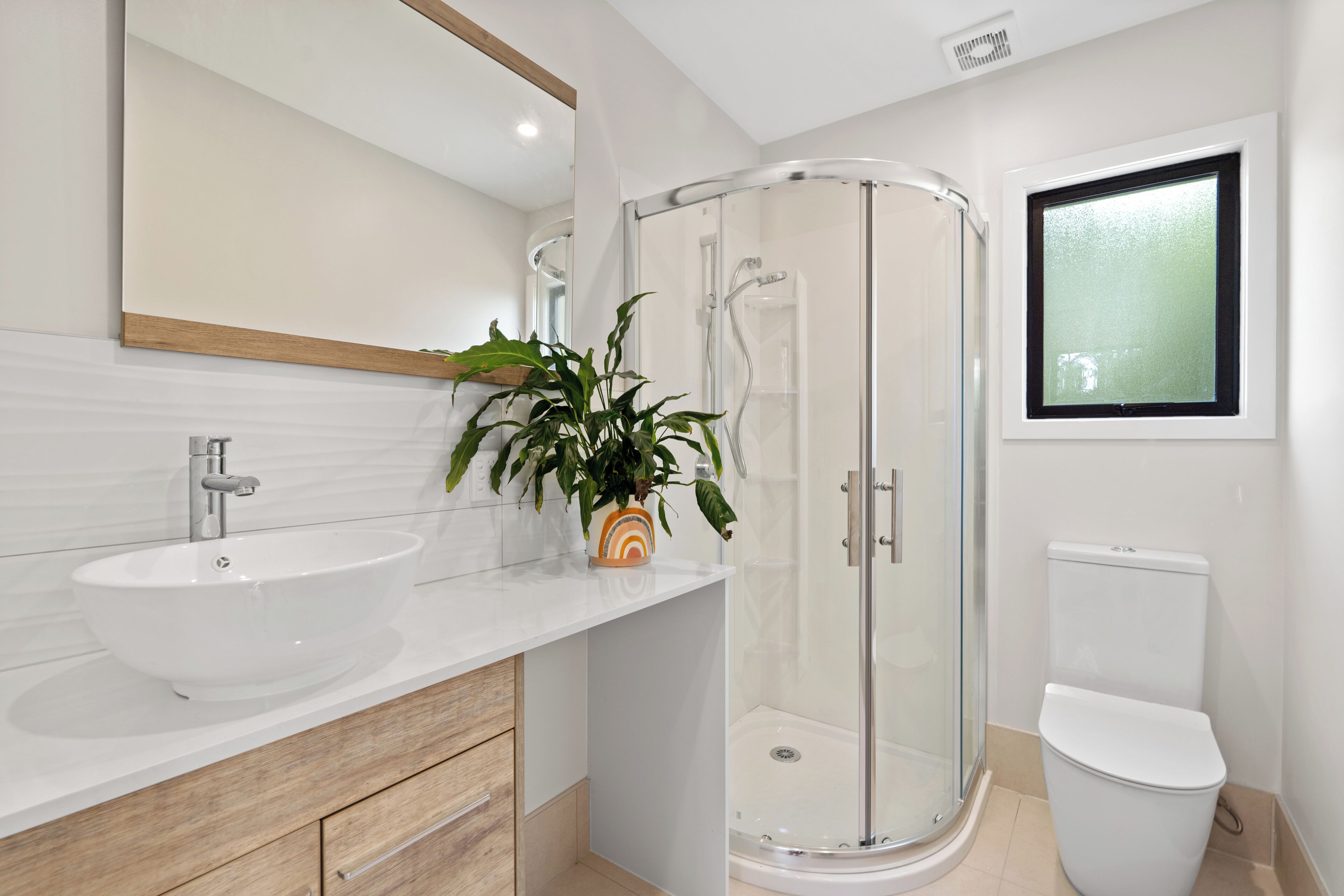 Shower, eco-friendly toiletries, hair dryer, towels