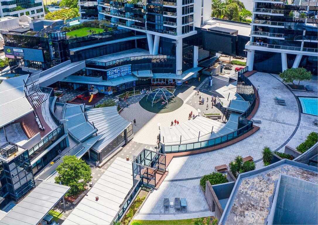 Gold Coast Retail and Entertainment Precinct Surrounded by High-Rise Buildings