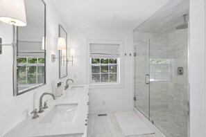 Hair dryer, bidet, towels, soap