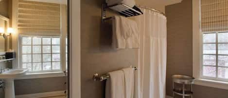 Hair dryer, towels