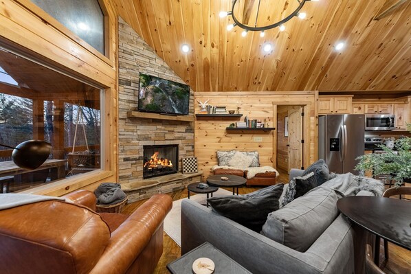 TV, fireplace