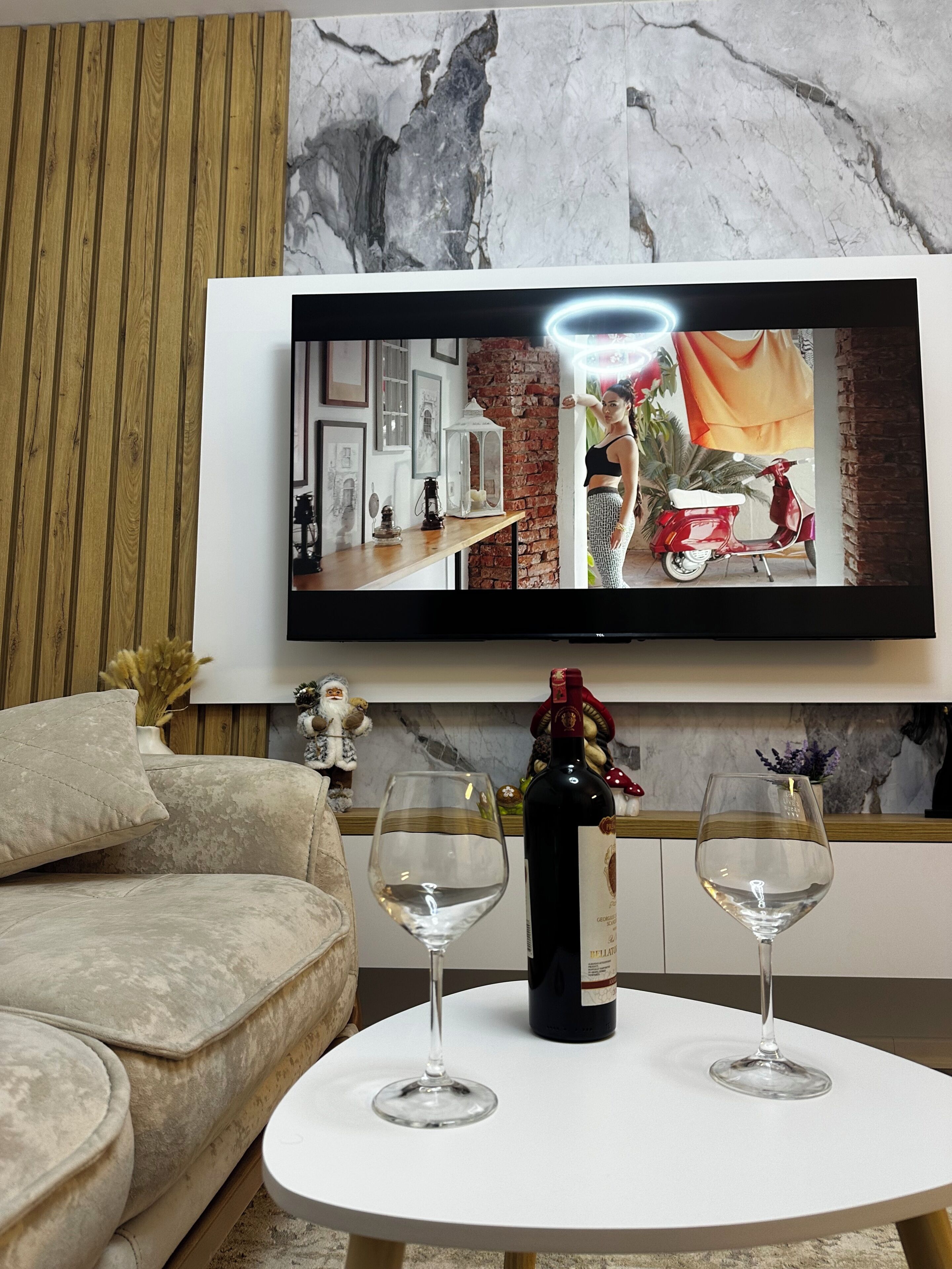 Apartment, 1 Bedroom, Balcony | Living area | 65-inch Smart TV with digital channels, video-game console