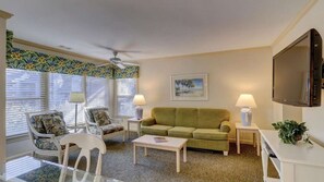 Living area - Near Shelter Cove | Full Kitchen, Pool + Golf (Hilton Head)