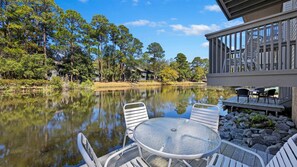Outdoor dining - Near Beach | Pool, Private Docks + Tennis Access (Hilton Head Island)