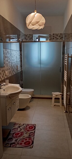 Shower, jetted bath, hair dryer, bidet