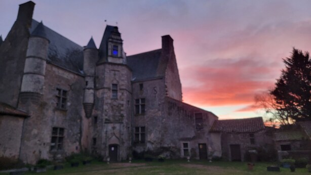 A historic stone building with multiple towers and a central courtyard. - Chateau de Vermette: wedding, seminars, master class, long term rental possible (Argentonnay)