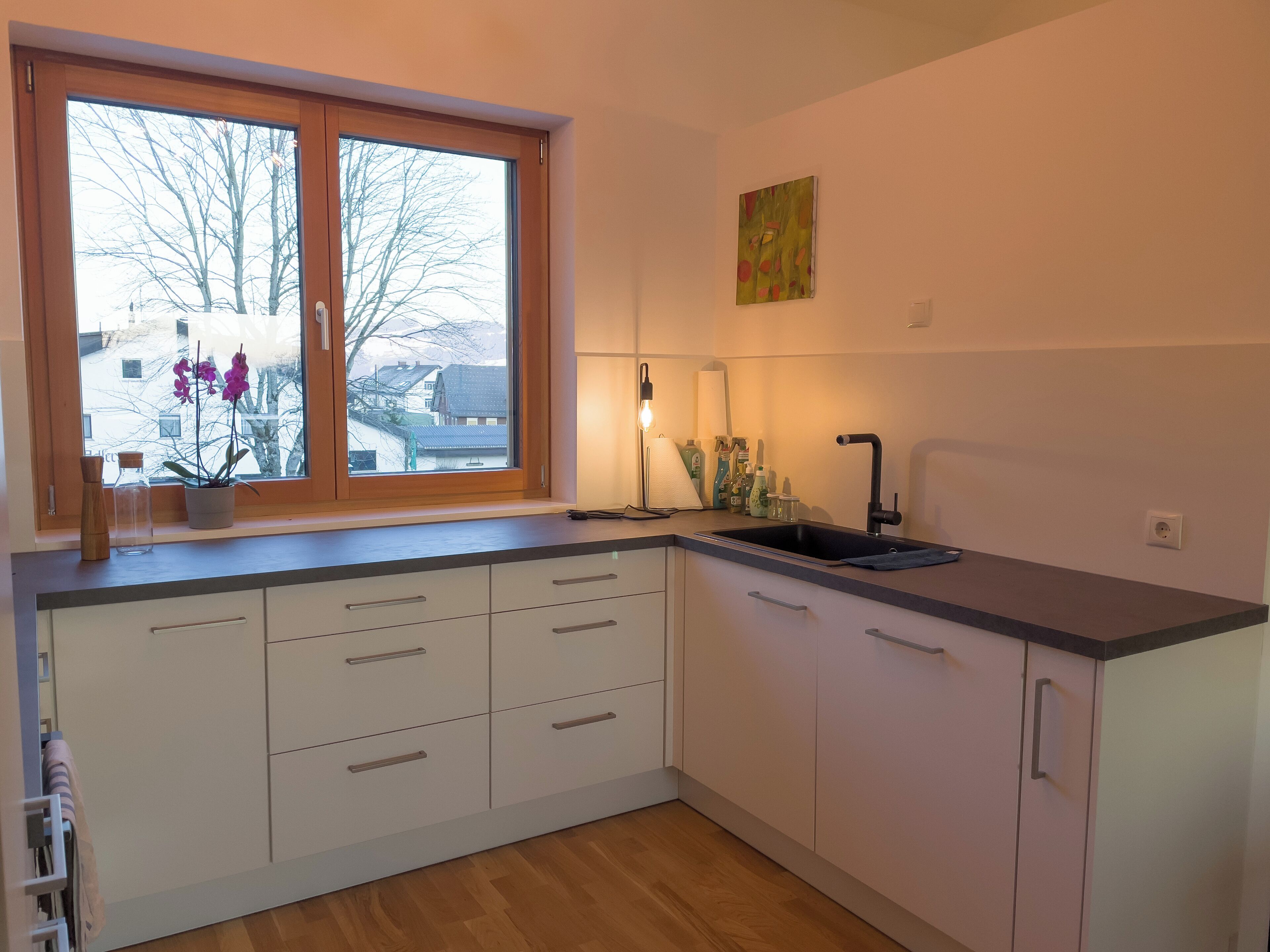 Een koelkast, een oven, een kookplaat, een vaatwasser