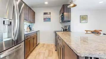 Fridge, oven, dishwasher, coffee/tea maker