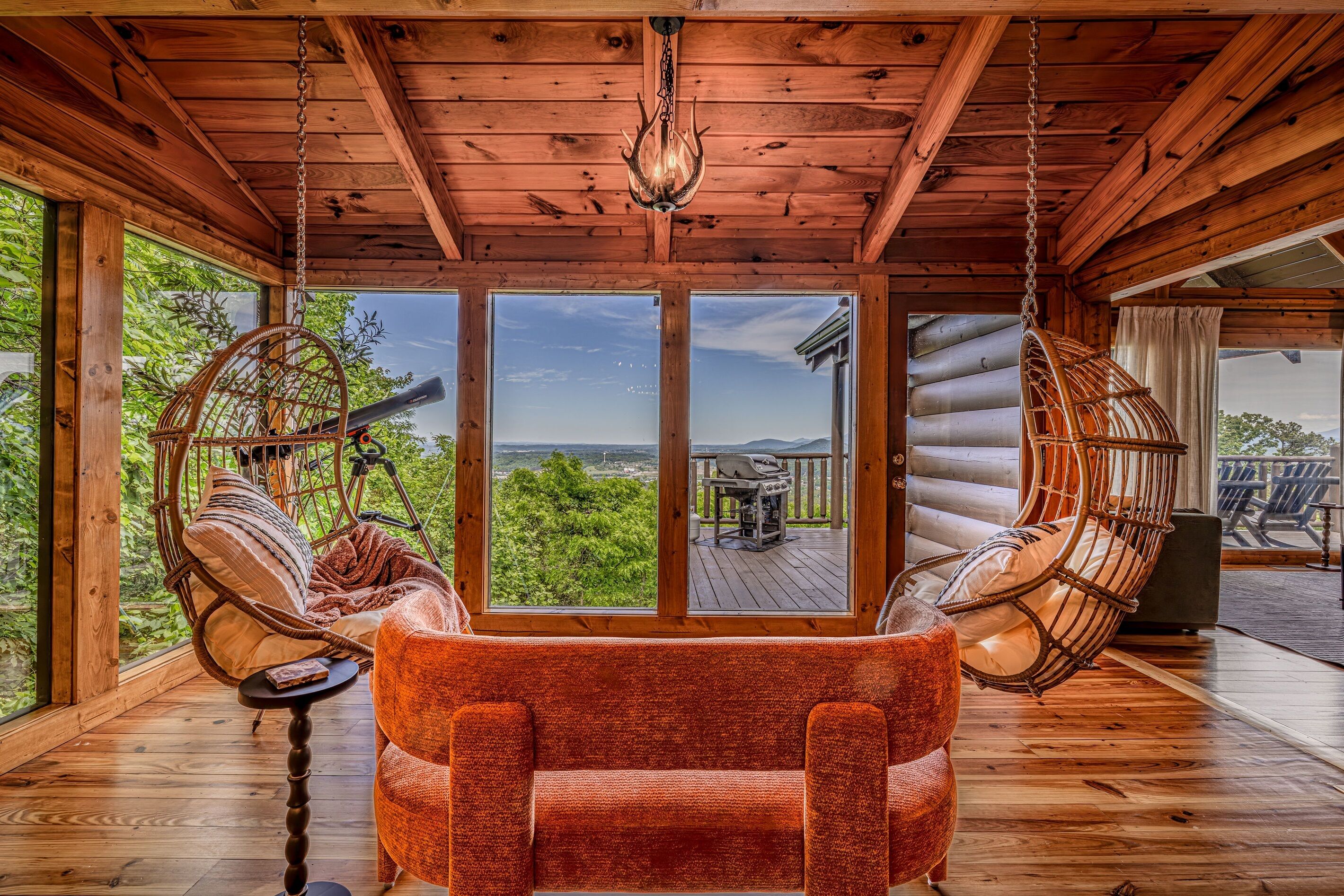 Indoor hanging chairs are just one of the many places for everyone to gather