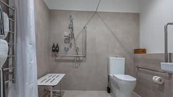 Premium Twin Room, Mobility Accessible | Bathroom | Shower, hair dryer, towels, soap