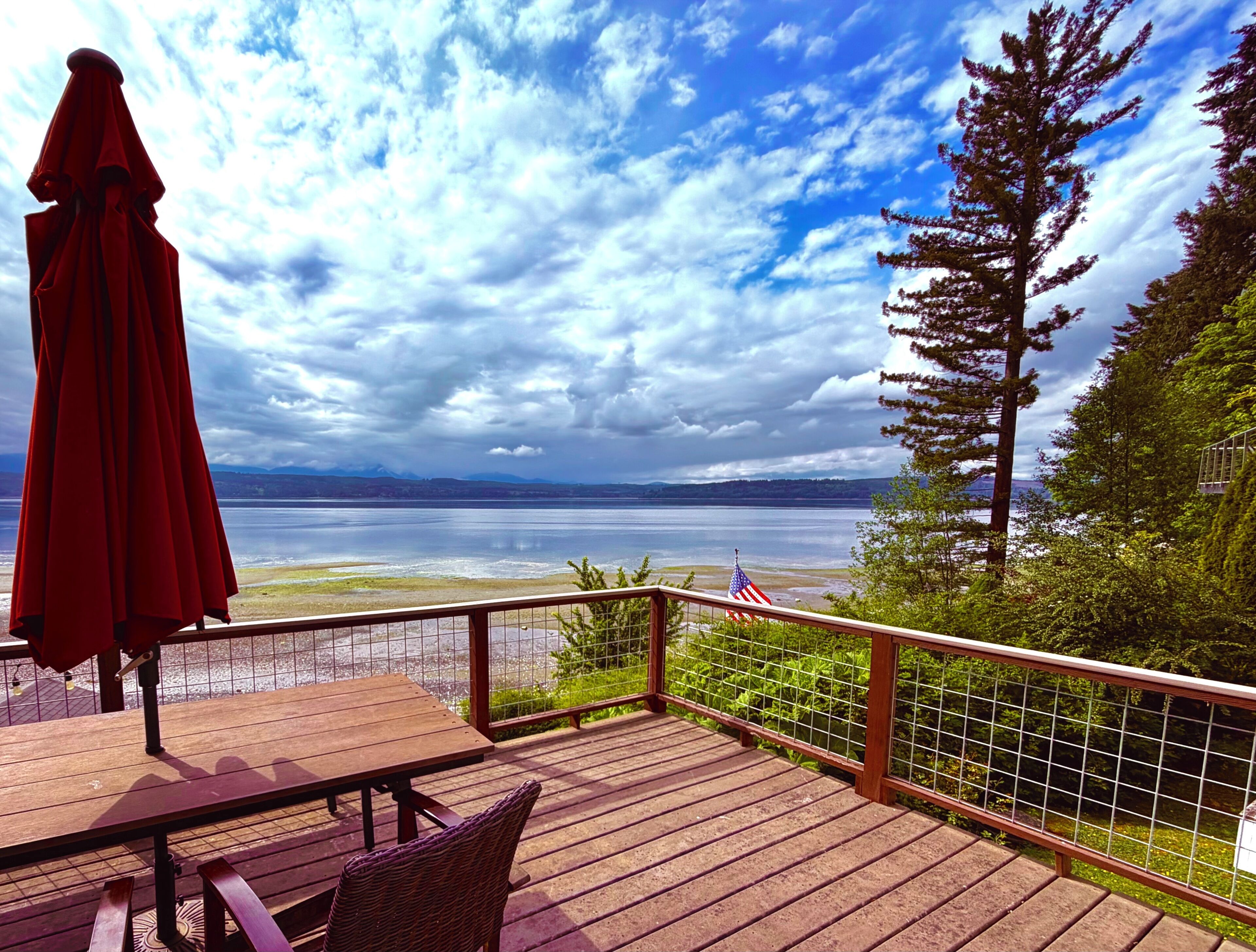Spacious deck with scenic overlook. 
