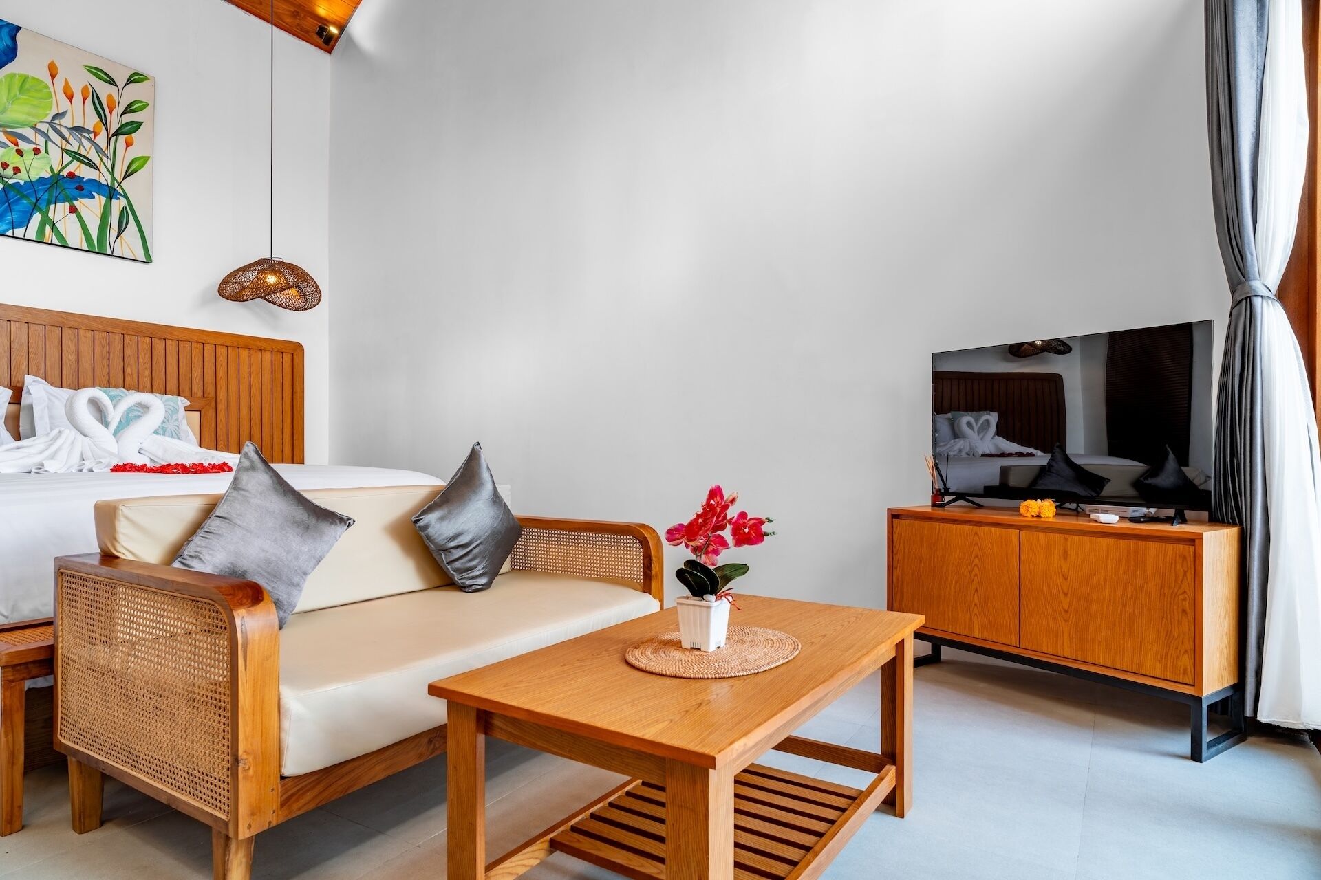 Villa, 1 cama de matrimonio, piscina privada, vistas a la piscina | Wifi gratis y ropa de cama