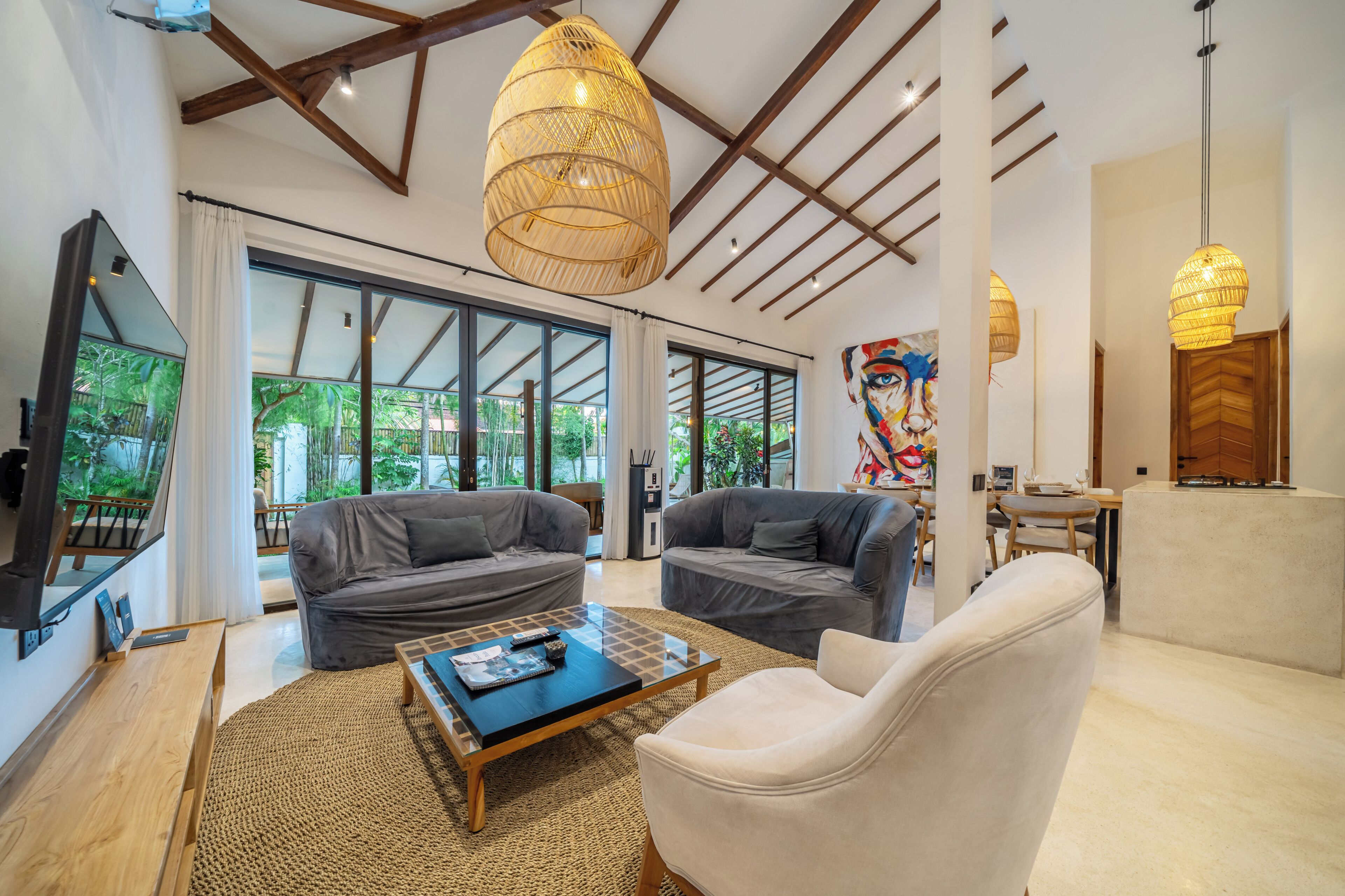 Luxury Villa, Pool View | Living area | 50-inch Smart TV with digital channels