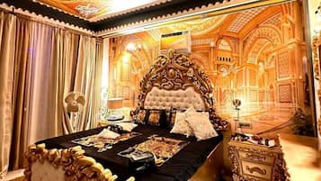 Luxury Double Room, Garden View | Desk, laptop workspace, blackout drapes, iron/ironing board