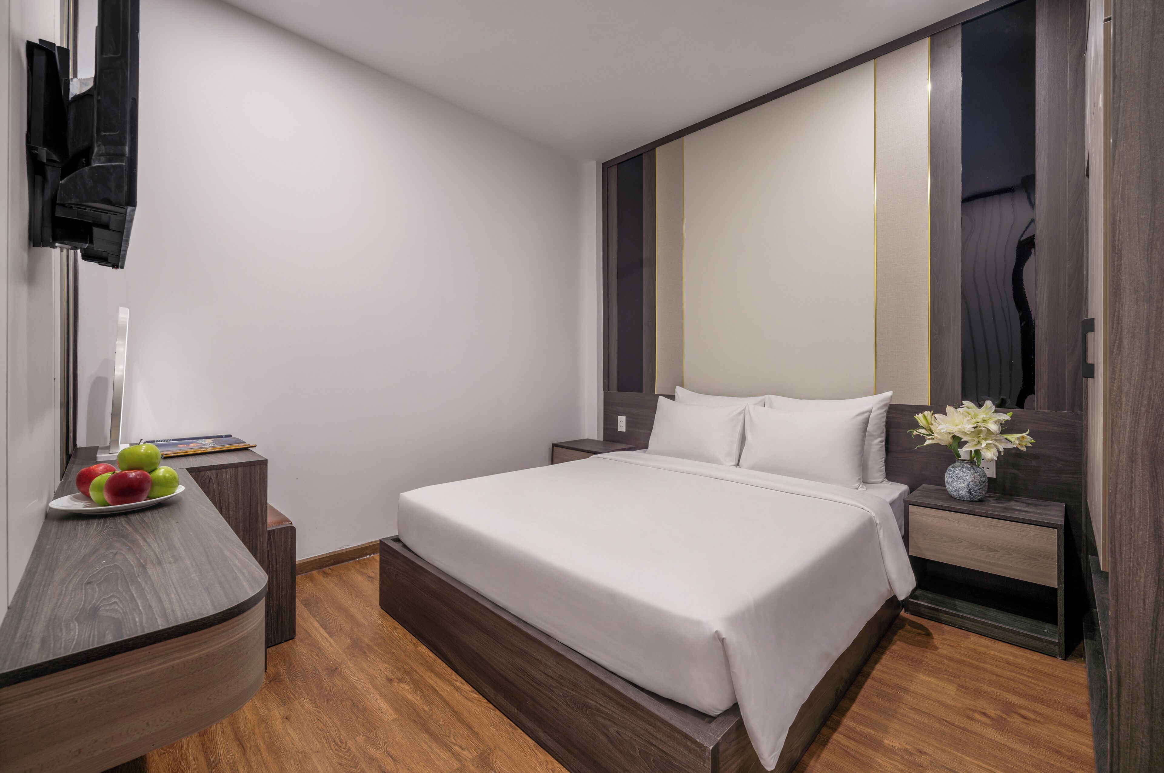 Apartemen, 2 kamar tidur, pemandangan kota | Meja kerja, ruang kerja ramah laptop, Wi-Fi gratis, dan seprai linen